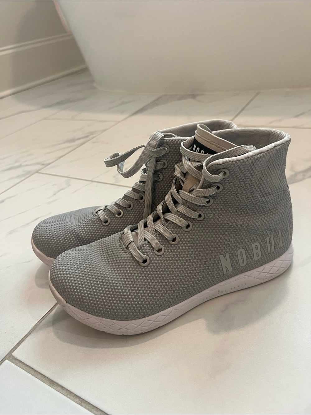 NOBULL Light Gray High-Top Training Sneakers- Womens 7.5